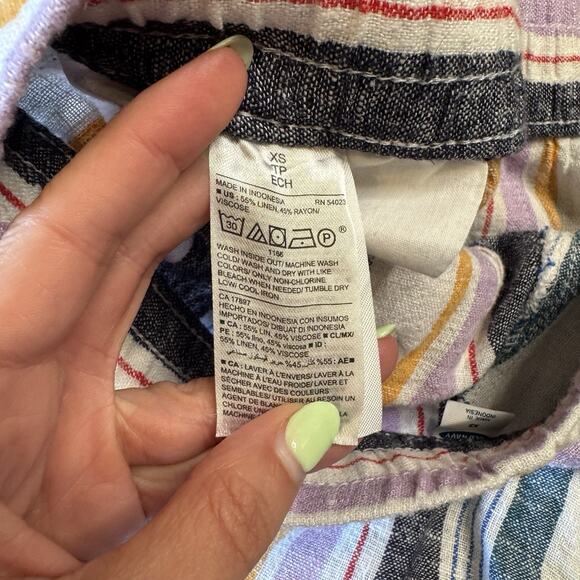 Old Navy Striped Linen Blend Drawstring Pants Relaxed Comfy Women's Sz XS - Picture 7 of 7